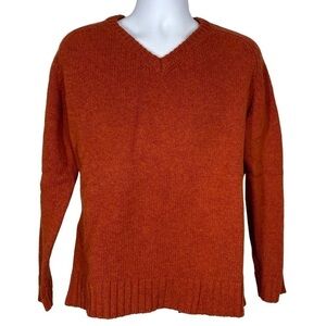 BILLS KHAKIS Men’s Orange V-Neck Wool Sweater Medium Made in USA